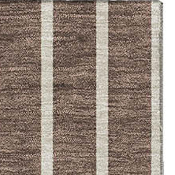 HomeRoots 10' X 14' Brown Ivory Gold Striped Washable Area Rug – Durable, UV-Protected, Easy-Clean Design! 678281
