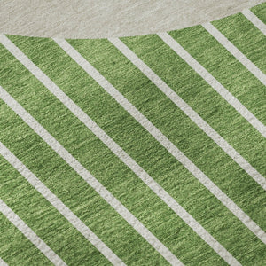 HomeRoots 8' Green Ivory And Beige Striped Washable Round Rug - Durable, Stylish, UV-Protected for Homes! 678284