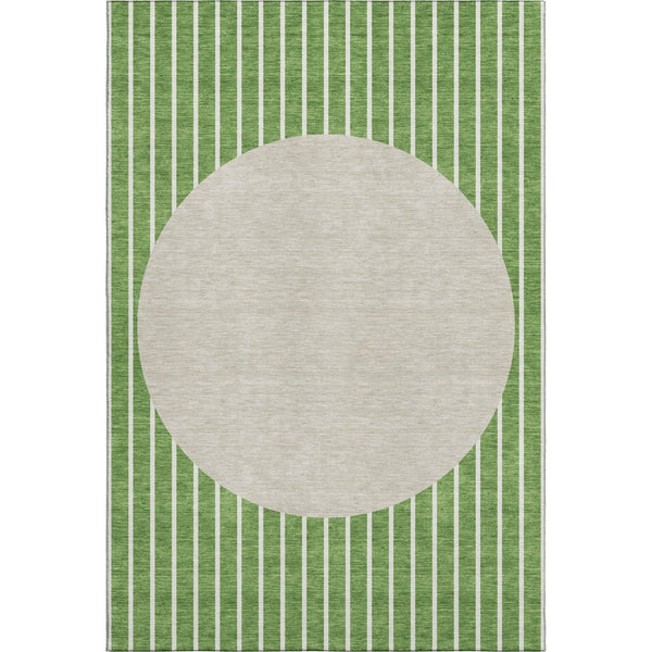 HomeRoots 8' X 10' Striped Area Rug in Green, Ivory, and Beige - Washable, UV-Protected, Durable Design! 678285