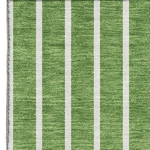 HomeRoots 9' X 12' Striped Area Rug in Green, Ivory & Beige – Washable, UV-Protected, Durable for Families 678286