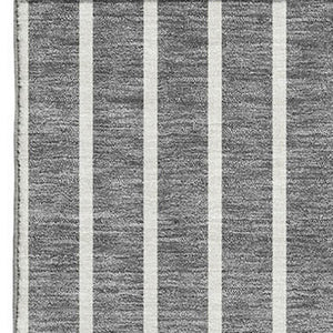 HomeRoots 5' X 8' Gray Ivory and Silver Striped Washable Area Rug with Stain Resistance and UV Protection 678289