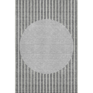 HomeRoots 8' X 10' Striped Washable Area Rug in Gray, Ivory & Silver - UV Protected, Durable & Stylish Design 678291