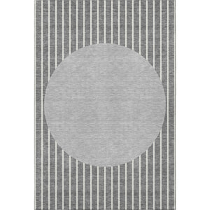 HomeRoots 8' X 10' Striped Washable Area Rug in Gray, Ivory & Silver - UV Protected, Durable & Stylish Design 678291