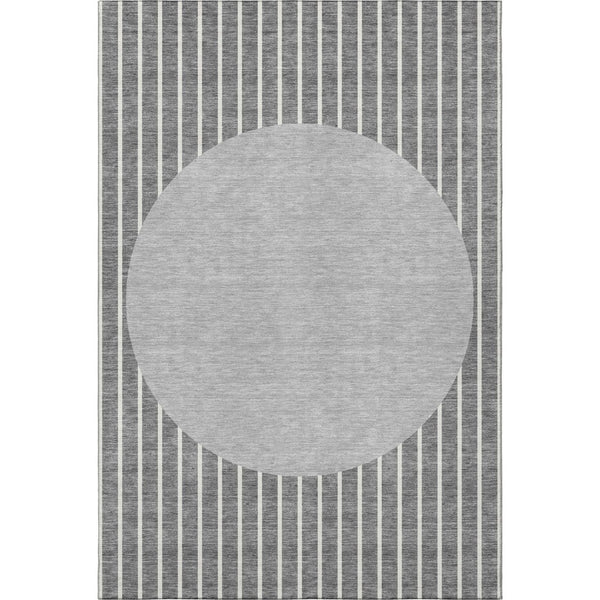 HomeRoots 8' X 10' Striped Washable Area Rug in Gray, Ivory & Silver - UV Protected, Durable & Stylish Design 678291