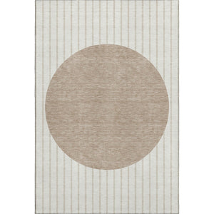 HomeRoots 10' Elegant Striped Ivory Beige Taupe Washable Area Rug - Durable, UV Protected & Pet Friendly 678299