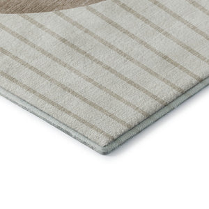 HomeRoots 10' Elegant Striped Ivory Beige Taupe Washable Area Rug - Durable, UV Protected & Pet Friendly 678299