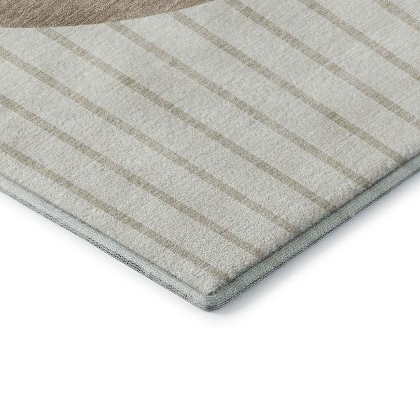 HomeRoots 10' Elegant Striped Ivory Beige Taupe Washable Area Rug - Durable, UV Protected & Pet Friendly 678299