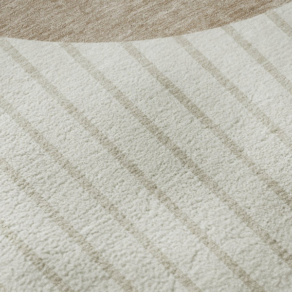 HomeRoots 10' Elegant Striped Ivory Beige Taupe Washable Area Rug - Durable, UV Protected & Pet Friendly 678299