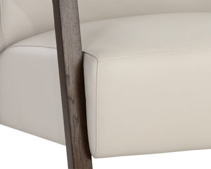 Sunpan Neymar Lounge Chair - Luxurious Italian Leather in Linea Light Grey with Dark Oak Frame, Timeless Design