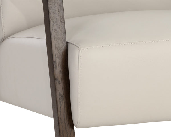 Sunpan Neymar Lounge Chair - Luxurious Italian Leather in Linea Light Grey with Dark Oak Frame, Timeless Design