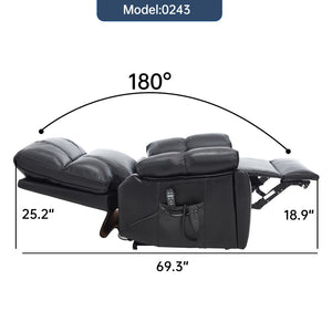 English Elm Black Leatheraire Power Lift Recliner with Massage Heat and 350 Lb Dual Motor W1803P340318