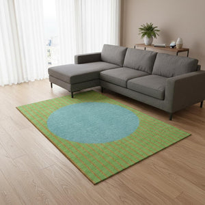 HomeRoots 10' Vibrant Striped Washable Area Rug in Lime Green, Orange & Teal - Durable, UV-Protected & Stylish! 678305