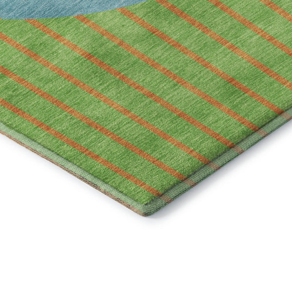 HomeRoots 10' Vibrant Striped Washable Area Rug in Lime Green, Orange & Teal - Durable, UV-Protected & Stylish! 678305