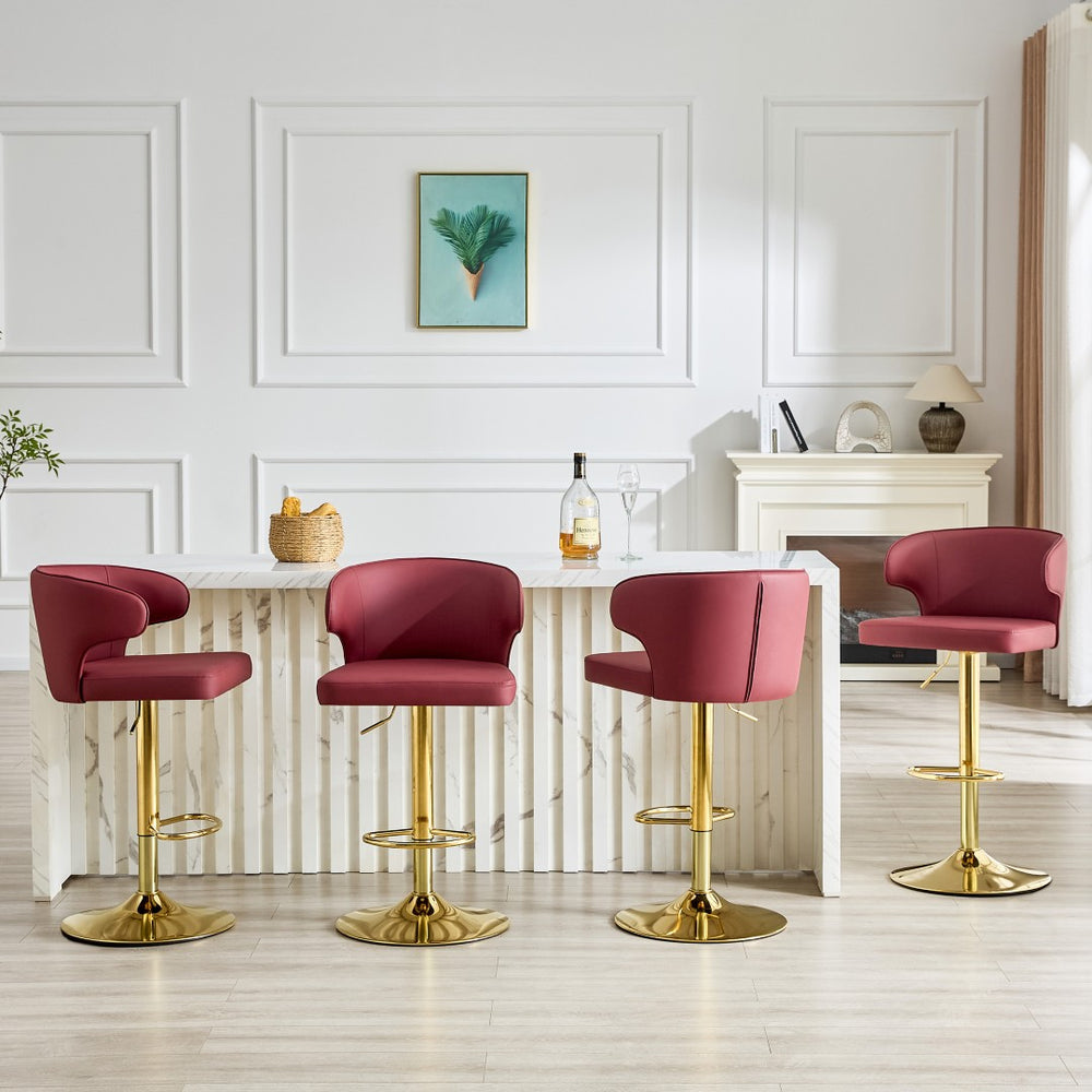 English Elm Modern Pu Leather Swivel Barstools with Adjustable Height and Chrome Base Set of 4 W2920S00134