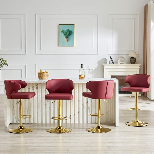 English Elm Modern Pu Leather Swivel Barstools with Adjustable Height and Chrome Base Set of 4 W2920S00134