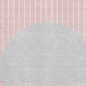 HomeRoots 8' X 10' Striped Washable Area Rug in Pink, Ivory & Gray - Durable, UV-Protected & Stain-Resistant! 678315