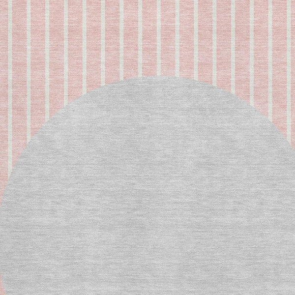 HomeRoots 8' X 10' Striped Washable Area Rug in Pink, Ivory & Gray - Durable, UV-Protected & Stain-Resistant! 678315