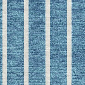 HomeRoots 8' X 10' Coastal Teal Ivory Aqua Striped Washable Area Rug - Stain Resistant & UV Protected! 678327