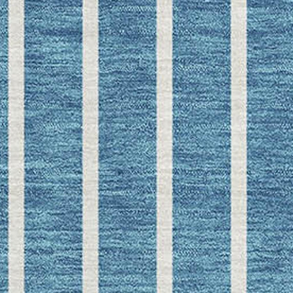 HomeRoots 8' X 10' Coastal Teal Ivory Aqua Striped Washable Area Rug - Stain Resistant & UV Protected! 678327