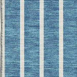 HomeRoots 9' Teal, Ivory & Aqua Striped Washable Area Rug - Durable, UV Protected, Perfect for Family Spaces! 678328