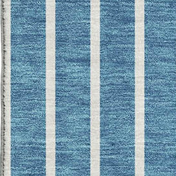 HomeRoots 9' Teal, Ivory & Aqua Striped Washable Area Rug - Durable, UV Protected, Perfect for Family Spaces! 678328
