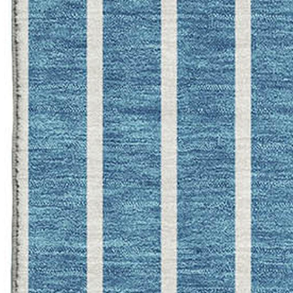 HomeRoots 10' X 14' Teal Ivory Aqua Striped Washable Area Rug - UV Protected, Stylish, Durable for Busy Homes 678329
