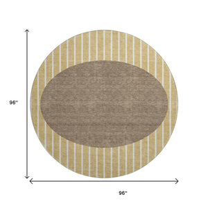HomeRoots 8' Washable Round Rug in Wheat, Ivory & Brown - UV Protected, Stain Resistant, Ideal for Homes 678332