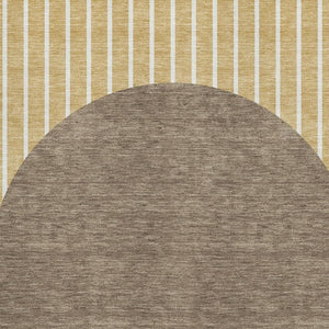 HomeRoots 8' X 10' Striped Wheat Ivory and Brown Washable Area Rug with UV Protection for Safe, Stylish Spaces 678333