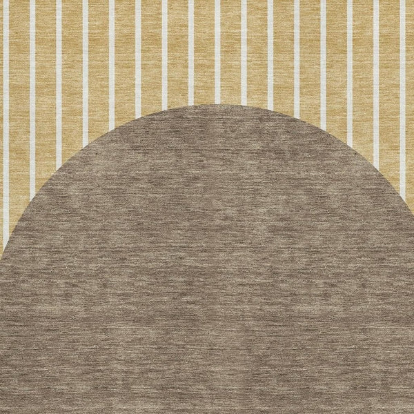 HomeRoots 8' X 10' Striped Wheat Ivory and Brown Washable Area Rug with UV Protection for Safe, Stylish Spaces 678333