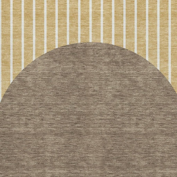 HomeRoots 10' Wheat Ivory & Brown Striped Washable Area Rug with UV Protection for Family Spaces & Pets 678335