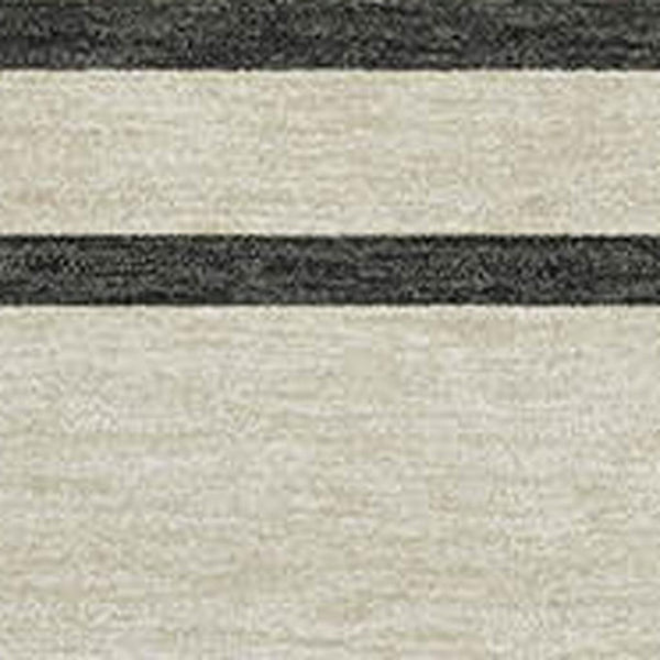 HomeRoots 5' Gold Ivory Black Striped Area Rug - Washable, UV Protected & Perfect for High Traffic Homes! 678343