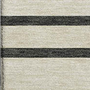 HomeRoots 10' X 14' Gold Ivory & Black Striped Washable Area Rug - Durable, Stylish, UV Protected for Homes 678347