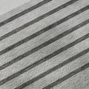 HomeRoots 8' Washable Gray Silver Charcoal Striped Round Rug with UV Protection - Durable, Stylish & Low-Maintenance 678350