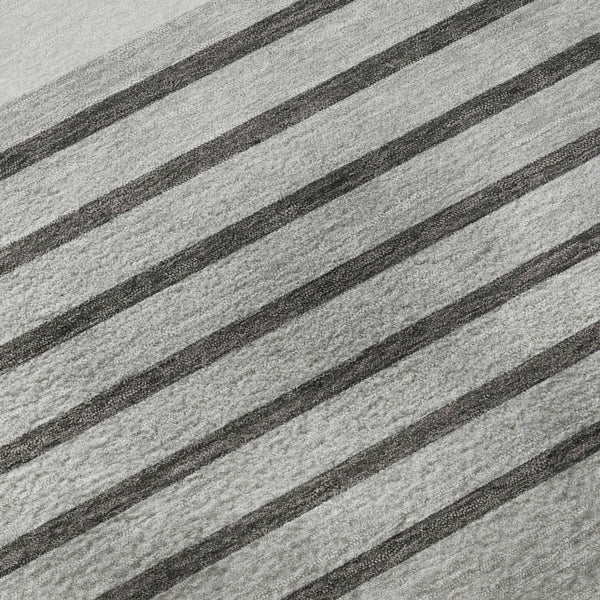 HomeRoots 8' Washable Gray Silver Charcoal Striped Round Rug with UV Protection - Durable, Stylish & Low-Maintenance 678350