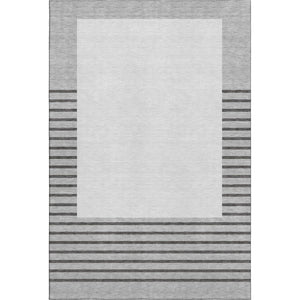 HomeRoots 10' Washable Gray Silver Charcoal Striped Area Rug with UV Protection - Perfect for Large Spaces! 678353