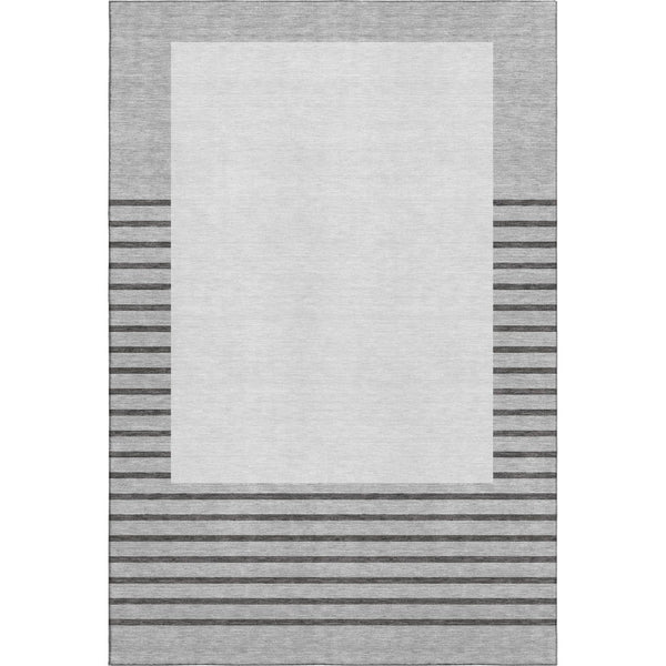HomeRoots 10' Washable Gray Silver Charcoal Striped Area Rug with UV Protection - Perfect for Large Spaces! 678353
