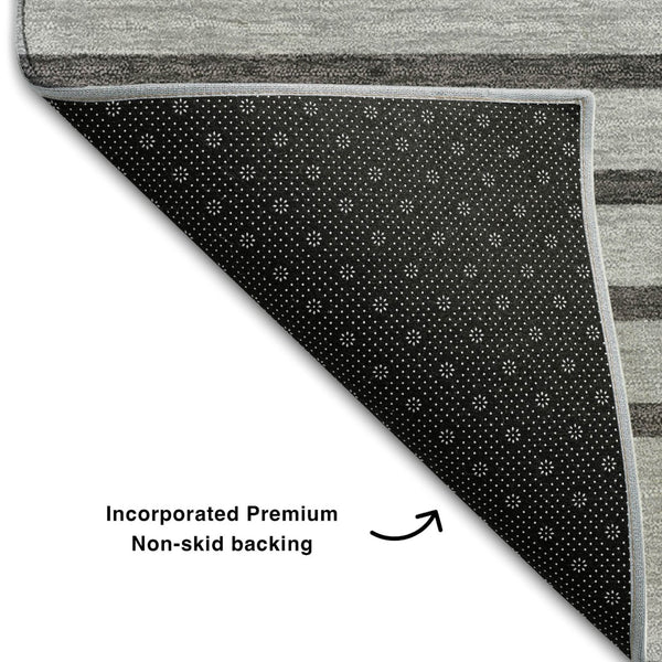 HomeRoots 10' Washable Gray Silver Charcoal Striped Area Rug with UV Protection - Perfect for Large Spaces! 678353