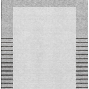 HomeRoots 10' Washable Gray Silver Charcoal Striped Area Rug with UV Protection - Perfect for Large Spaces! 678353