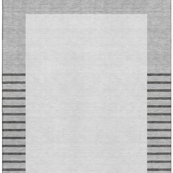HomeRoots 10' Washable Gray Silver Charcoal Striped Area Rug with UV Protection - Perfect for Large Spaces! 678353