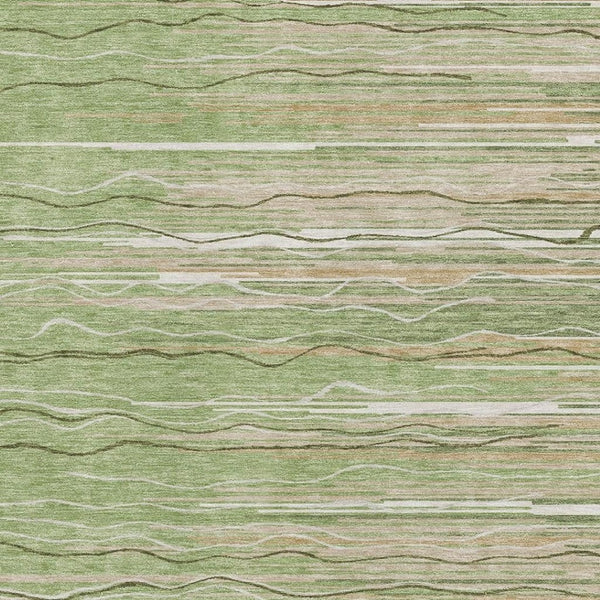 HomeRoots 10' Green Ivory Beige Striped Washable Area Rug - UV Protected, Durable, Ideal for Busy Homes 678365