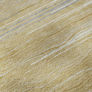 HomeRoots 5' X 8' Striped Gold Gray Ivory Washable Area Rug with UV Protection for Durable, Stylish Living Spaces 678367