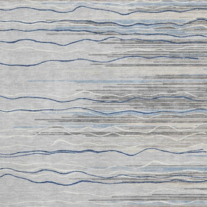 HomeRoots 5' X 8' Gray Blue Ivory Striped Washable Area Rug - UV Protected, Stain Resistant, Stylish Comfort 678373