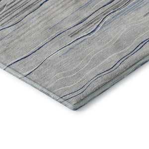 HomeRoots 10' Gray Blue & Ivory Striped Washable Area Rug - UV Protected, Durable, Stain-Resistant Design! 678377