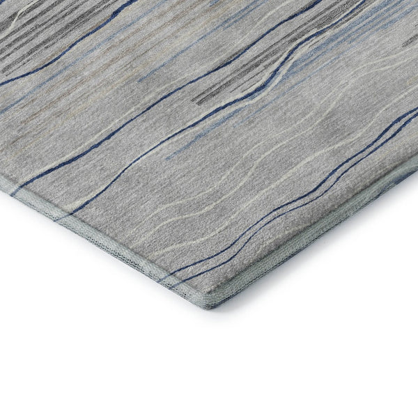 HomeRoots 10' Gray Blue & Ivory Striped Washable Area Rug - UV Protected, Durable, Stain-Resistant Design! 678377