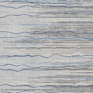 HomeRoots 10' Gray Blue & Ivory Striped Washable Area Rug - UV Protected, Durable, Stain-Resistant Design! 678377
