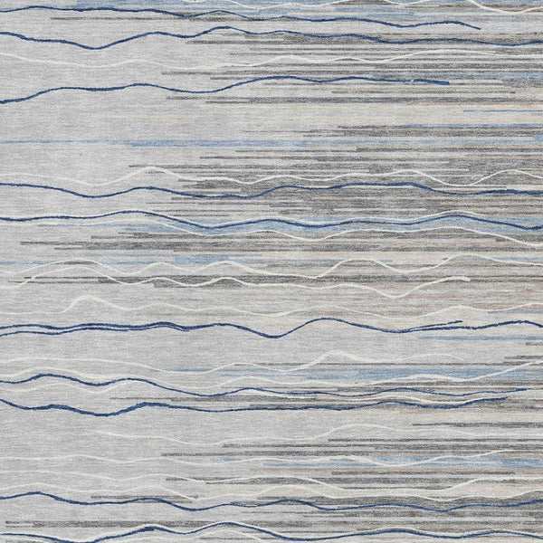 HomeRoots 10' Gray Blue & Ivory Striped Washable Area Rug - UV Protected, Durable, Stain-Resistant Design! 678377