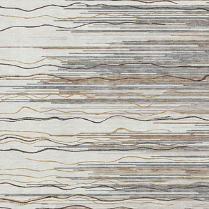HomeRoots 5' X 8' Ivory Gray & Brown Striped Washable Area Rug - Durable, Stain-Resistant with UV Protection! 678379