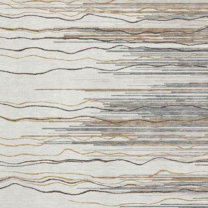 HomeRoots 10' Striped Ivory Gray and Brown Washable Area Rug – UV Protected, Durable, Pet-Friendly Design! 678383