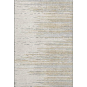 HomeRoots 5' X 8' Linen Beige & Ivory Striped Washable Area Rug - Stain Resistant, UV Protected & Soft Touch! 678385