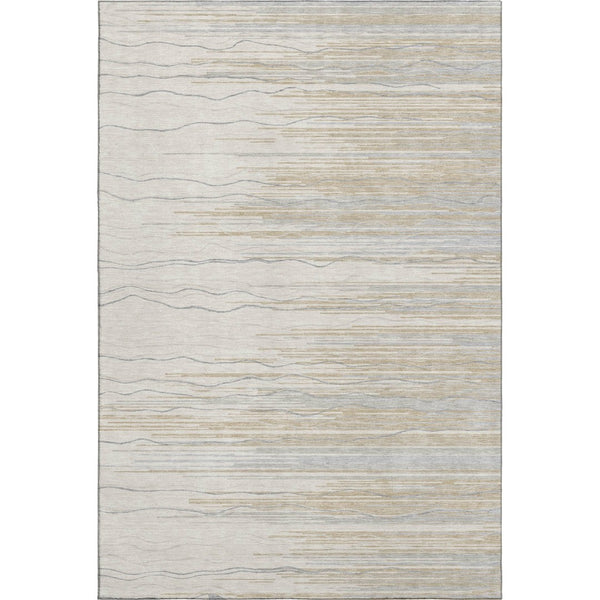 HomeRoots 10' X 14' Beige & Ivory Striped Area Rug - Durable, Stain-Resistant, UV Protected for Easy Care! 678389
